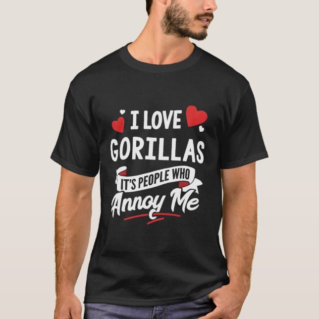Camiseta Gorillas Design Gift - Eu Amo Gorillas! (Frente)