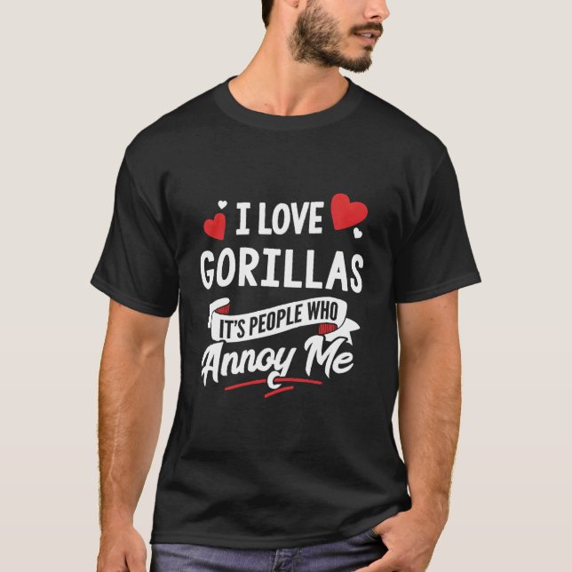 Camiseta Gorillas Design Gift - Eu Amo Gorillas! (Frente)