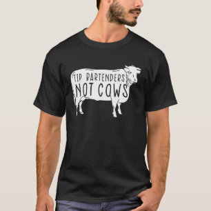 Camiseta Gorjeta de Barman Barmen Não Vacas Servidor