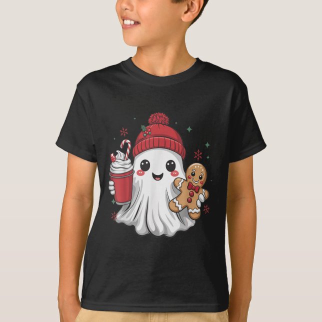 Camiseta Gorrito Fantasma Retro Natal Festa de Natal Xmas C (Frente)