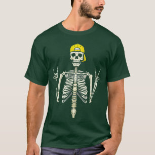 Camiseta Gorro de Esqueleto de Skater com Vibrações de Punk