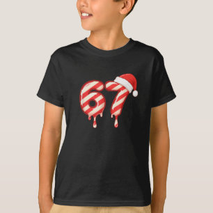 Camiseta Gorro de Natal 67 Candy Cane Six Seven Meme Santa