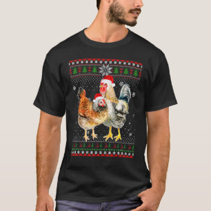 Camiseta Gorro de Natal de Galinha Alegre Papai Noel Na Nev
