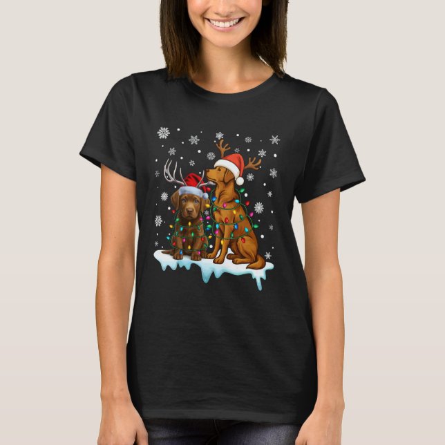 Camiseta Gorro de Natal engraçado do Retriever da Baía de C (Frente)