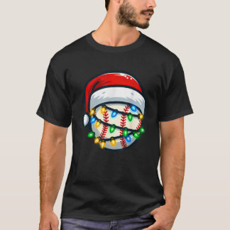 Camiseta Gorro de Natal Santa Bola de Beisebol Crianças Ado