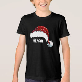 Camiseta Gorro de Papai Noel de Natal com Nome Personalizad