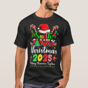 Camiseta Gorro de Papai Noel de Natal da Família Smith 2025