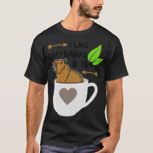 Camiseta Gosto de Capybaras e Tea Cute Capybara em uma taça