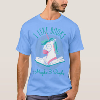 Camiseta Gosto de Livros Pessoas ANd Maybe 3, Unicorn Readi