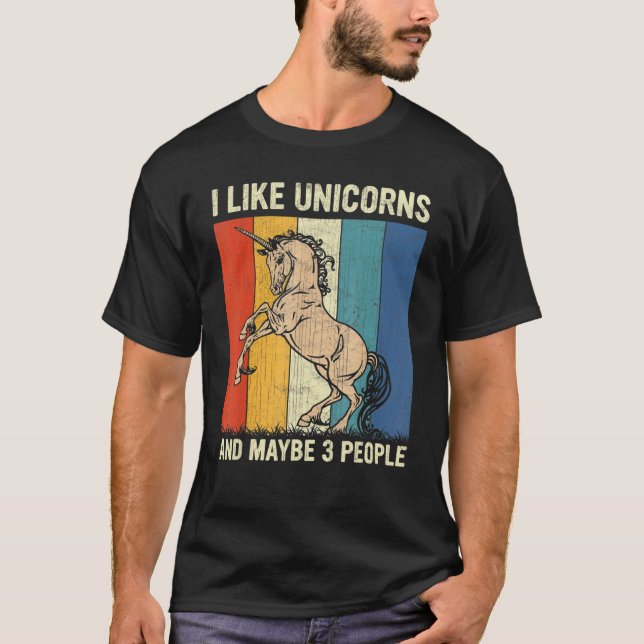 Camiseta Gosto De Unicórnios E Talvez De Três Pessoas De Un (Frente)