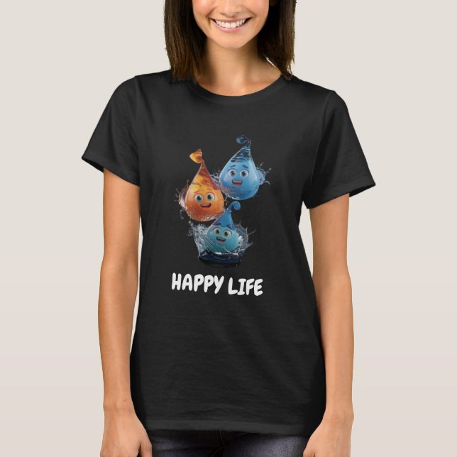 Camiseta Gotas de Água de Vida Feliz (Frente)