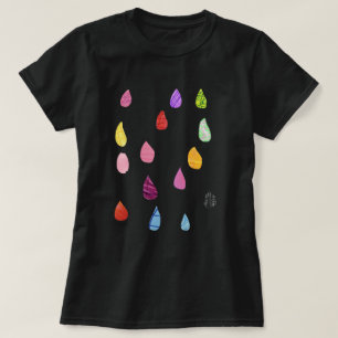 Camiseta Gotas de chuva giras coloridas com arte