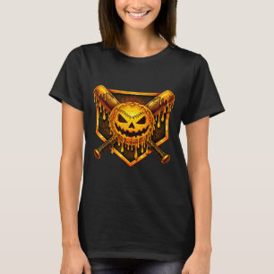 Camiseta Gotejamento de beisebol abóbora assustador fantasm