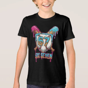 Camiseta Gotejamento de Beisebol Número 67 Jogador 6-7 Seis