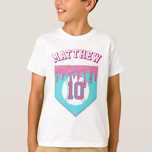 Camiseta Gotejamento de Beisebol Rosa (Frente)