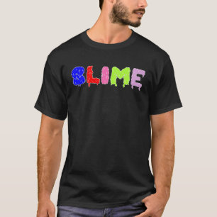 Camiseta gotejando o lodo de texto multicoloração