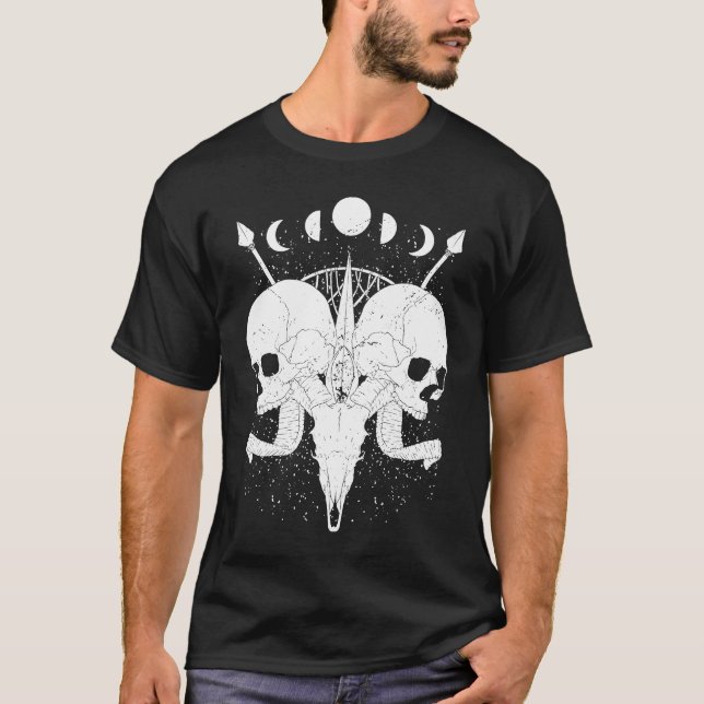 Camiseta Goth Aesthetic Skull Moon Phases Gothic Grunge (Frente)