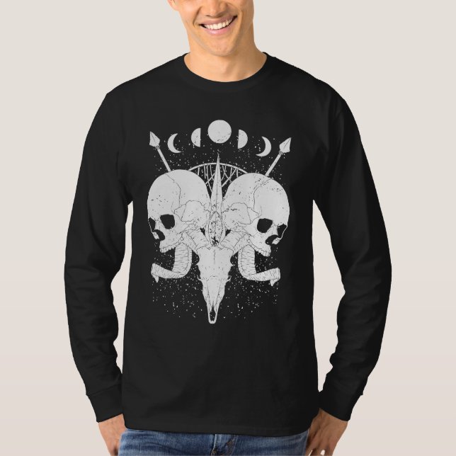 Camiseta Goth Aesthetic Skull Moon Phases Gothic Grunge (Frente)
