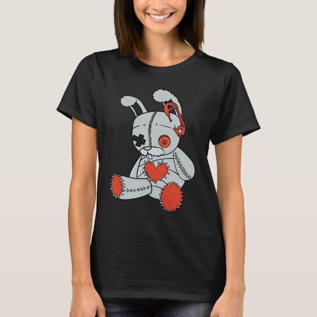 Camiseta Goth Bunny Cute Gothic Bunny Red Heart Halloween C (Frente)