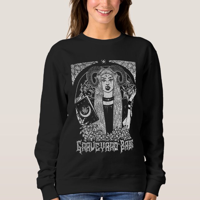 Camiseta Goth Gothic Witchcraft Occult Graveyard Babe Tarot (Frente)