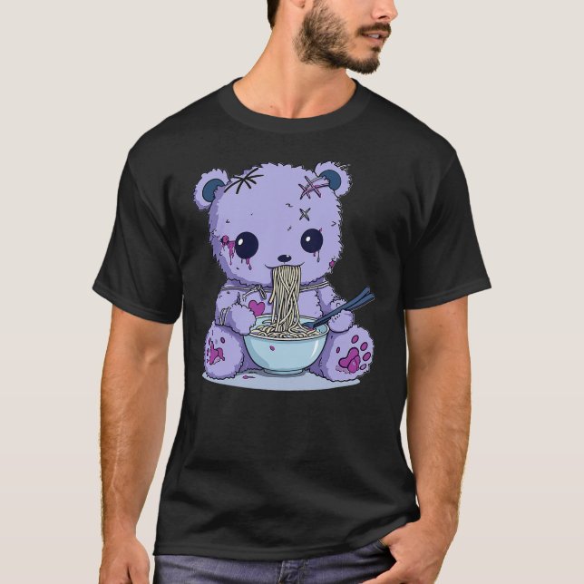 Camiseta Goth Pastel Cute Creepy Kawaii Teddy Bear Voodoo D (Frente)