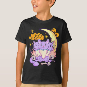 Camiseta Goth Pastel Kawaii Fofo Cão de 3 Cabeças Halloween