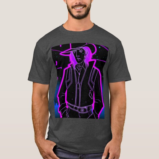 Camiseta Goth Synthwave Outrun Garota de Cowboy Goth (Frente)