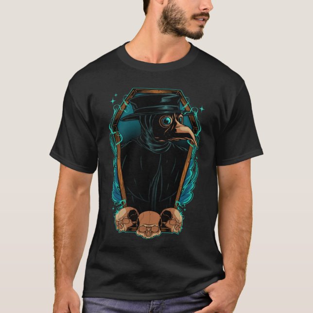 Camiseta Gothcore Steampunk Plague Doctor Dr in Coffin Medi (Frente)