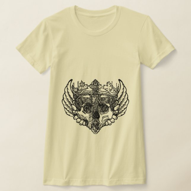 Camiseta Gothic,Alternative Style Skull With Cross Tee  (Postura )