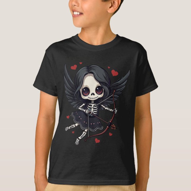 Camiseta Gothic Anime Skeleton Cud – Dark Valentine Kawaii  (Frente)