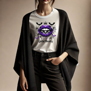 Camiseta Gothic Beauty Lábios Roxos Gotejantes