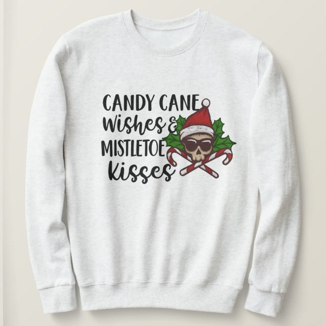 Camiseta Gothic Candy Mistletoe Kiss Natal (Frente do Design)