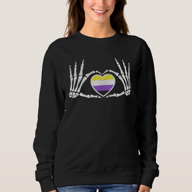 Camiseta Gothic Goth Skeleton Non Binary LGBTQ Halloween Co (Frente)