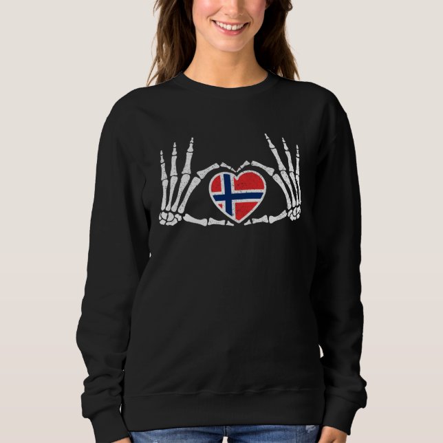 Camiseta Gothic Goth Skeleton Norway Norwegian Halloween Co (Frente)