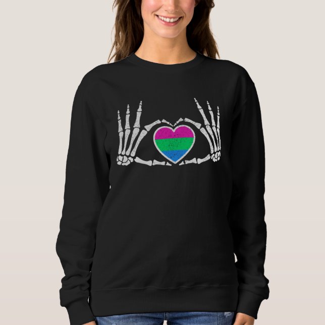 Camiseta Gothic Goth Skeleton Polysexual LGBTQ Halloween Co (Frente)