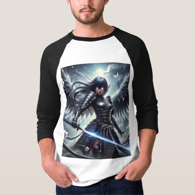 Camiseta ⚔️ Gothic Samurai Angel - Guerreiro das Sombras (Frente)