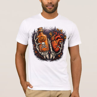 Camiseta Gothic Skeleton Hands with Poison Bottle and Heart