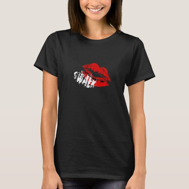 Camiseta Gothic SWALK Sweetheart Red Lipstick Kiss (Frente)
