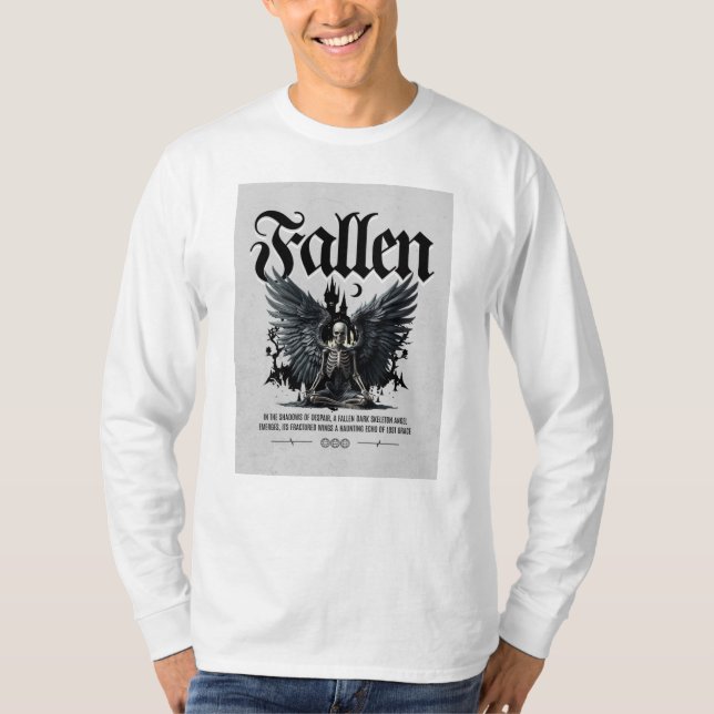 Camiseta Gótica Anjo Esqueleto Caído (Frente)