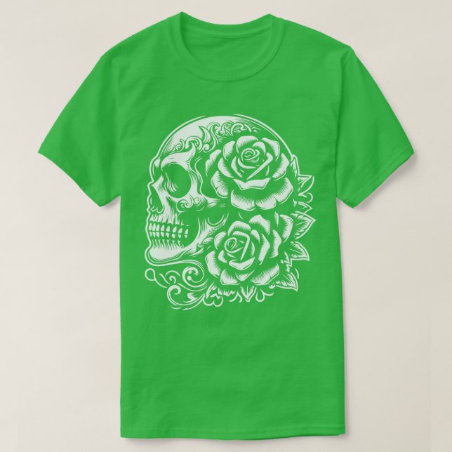 Camiseta gótica com rosas 3 (Frente do Design)