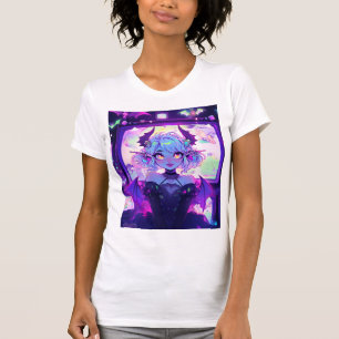 Camiseta Gótica Cyberpunk Demon Fantasy Anime Girl