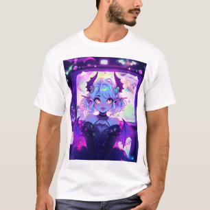 Camiseta Gótica Cyberpunk Demon Fantasy Anime Girl