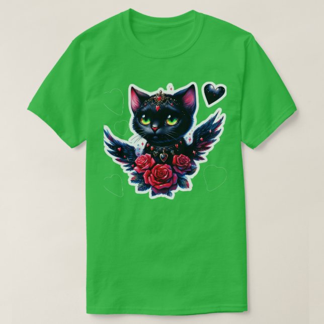 Camiseta Gótica dia de os namorados de gótico para gatos bo (Frente do Design)