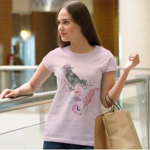 Camiseta Gótica Raven Love Floral Graphic