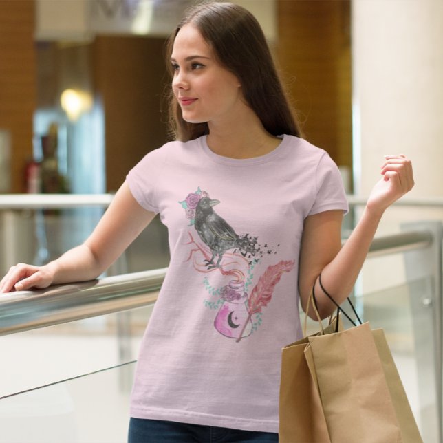 Camiseta Gótica Raven Love Floral Graphic (Criador carregado)