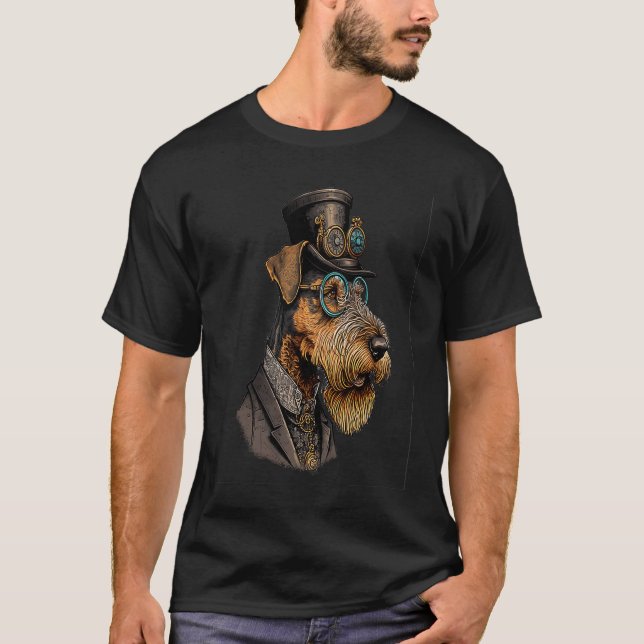 Camiseta Gótica Steampunk Airedale Terrier (Frente)
