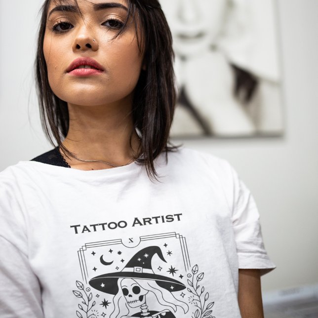 Camiseta Gótica Tarot Esqueleto Místico Celestial Celestial (Gothic Tarot Skeleton Mystical Celestial Floral T-Shirt)