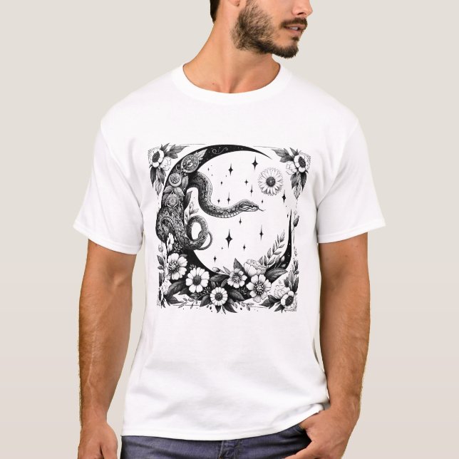 Camiseta Gótico Celestial do Crescente Botânico (Frente)