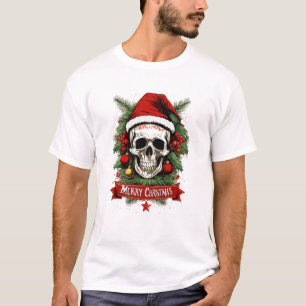 Camiseta Gótico Cheer: Caveira da Morte Feliz Natal