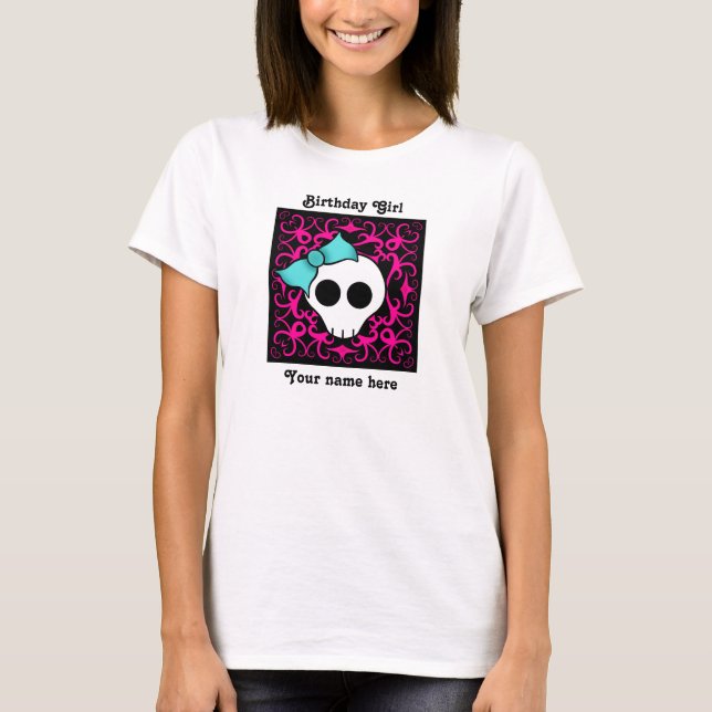 Camiseta Gótico-crânio doce, 16 anos (Frente)